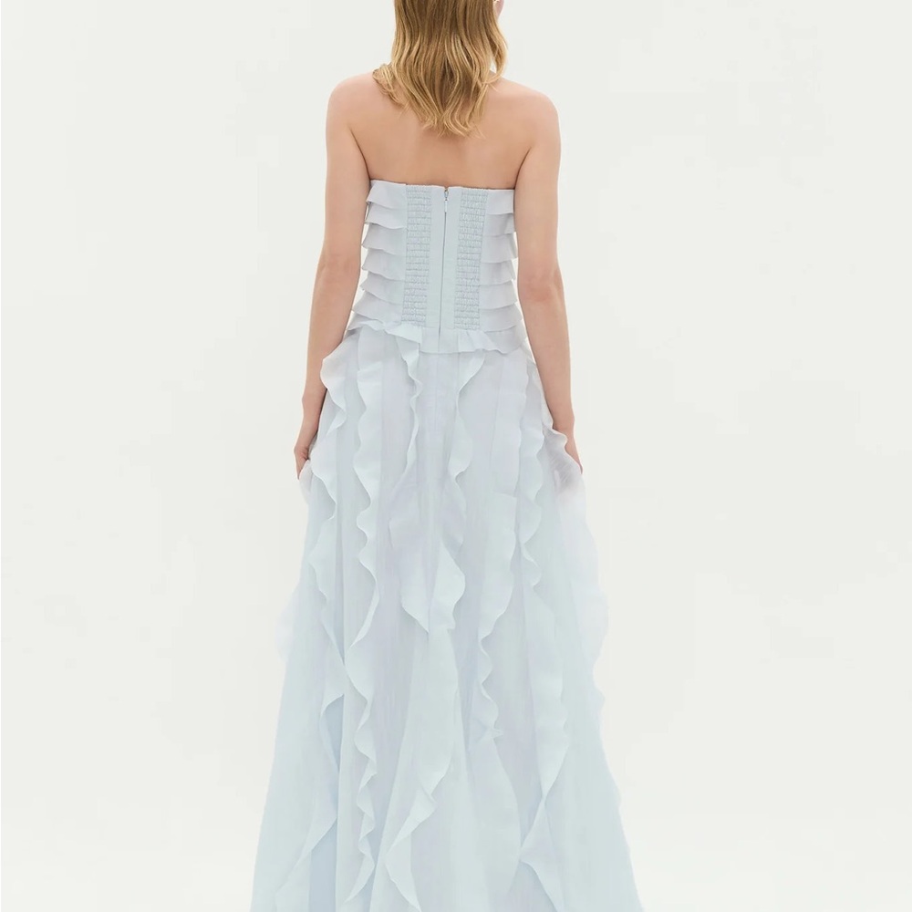 Aje Allairie Dress Pastel Blue - Strapless Ruffled Maxi Dress - US4 AU8 - Picture 3 of 6